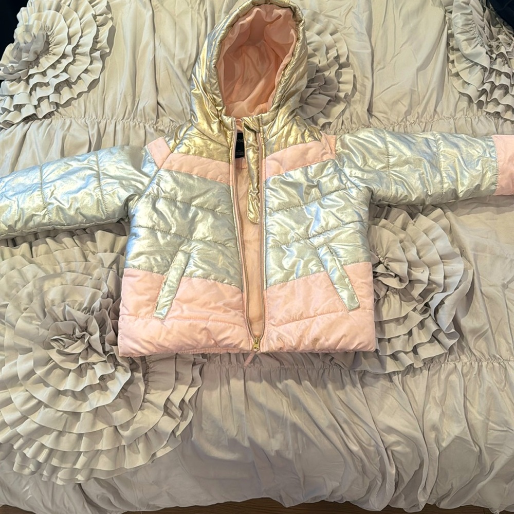 Girl’s metallic puffer jacket. Excellent condition. Looks brand new.